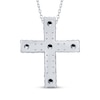 Thumbnail Image 3 of Black & White Diamond Cross Necklace 1/2 ct tw Sterling Silver 18&quot;