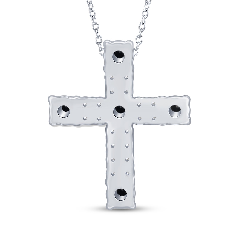 Main Image 3 of Black & White Diamond Cross Necklace 1/2 ct tw Sterling Silver 18&quot;