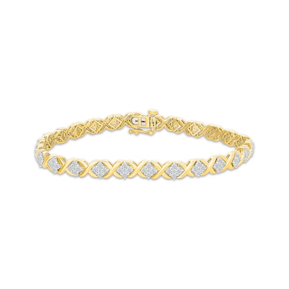 Diamond X-Link Bracelet 2 ct tw 10K Yellow Gold 7"