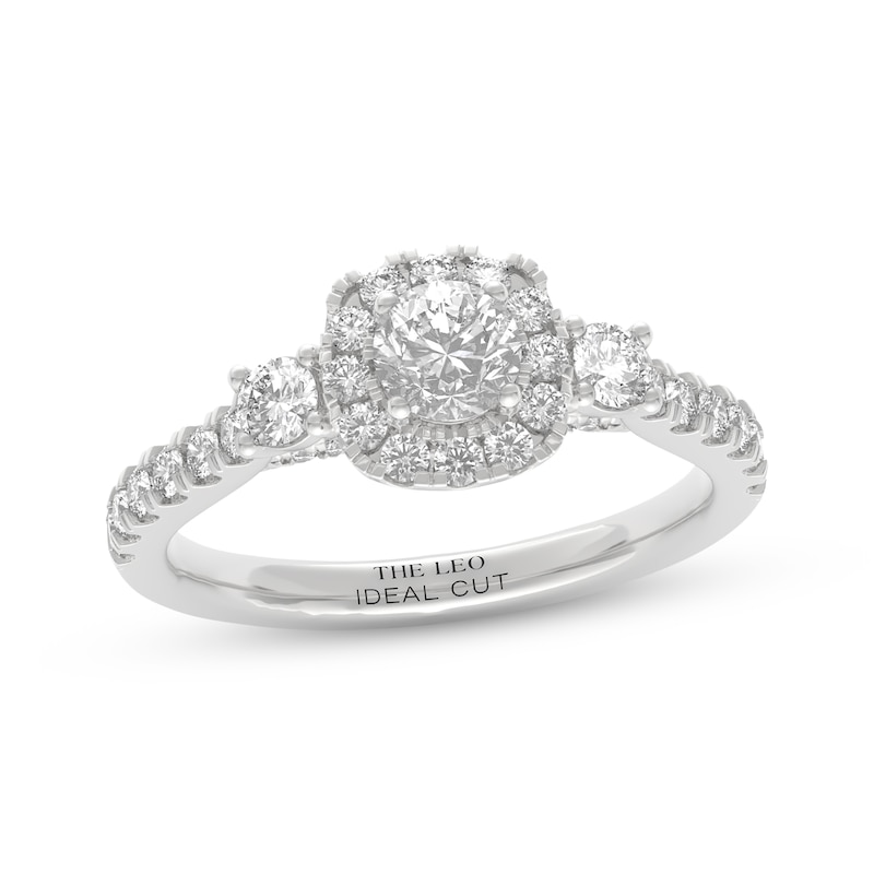 Main Image 1 of THE LEO Ideal Cut Diamond Halo Engagement Ring 1 ct tw 14K White Gold