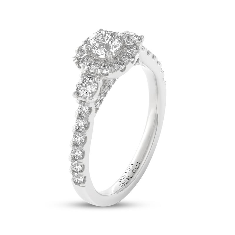 Main Image 2 of THE LEO Ideal Cut Diamond Halo Engagement Ring 1 ct tw 14K White Gold
