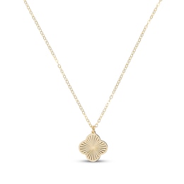 Italian Brilliance Diamond-Cut Clover Necklace 14K Yellow Gold 18"