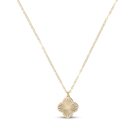 Italian Brilliance Diamond-Cut Clover Necklace 14K Yellow Gold 18"
