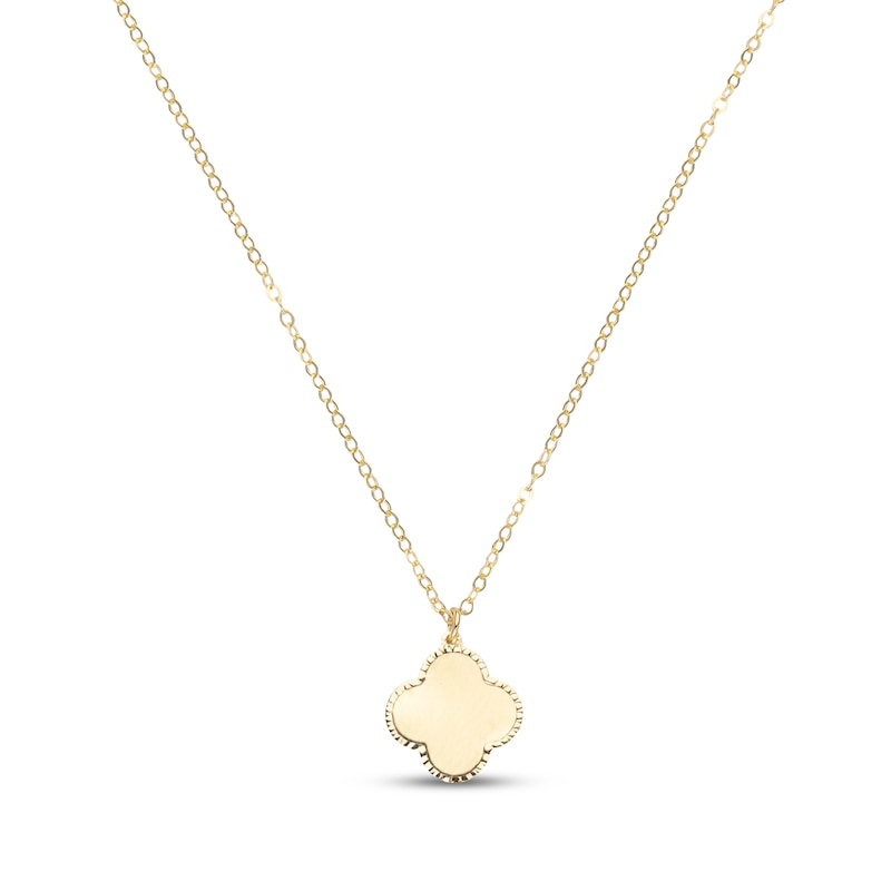 Main Image 2 of Italian Brilliance Diamond-Cut Clover Necklace 14K Yellow Gold 18"