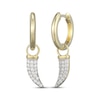 Thumbnail Image 1 of Men's Diamond Horn Hoop Drop Earrings 1/5 ct tw 10K Yellow Gold
