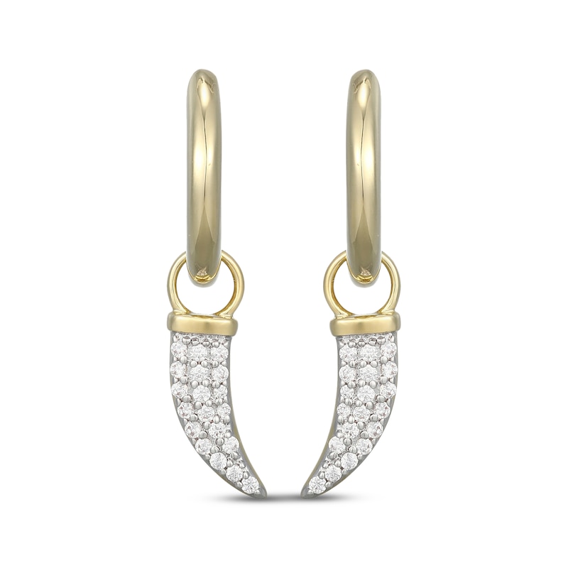 Main Image 2 of Men's Diamond Horn Hoop Drop Earrings 1/5 ct tw 10K Yellow Gold