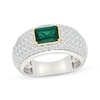 Thumbnail Image 1 of STUDIO BY KAY Emerald-Cut Lab-Created Emerald & White Lab-Created Sapphire Ring Sterling Silver & 10K Yellow Gold