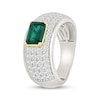 Thumbnail Image 2 of STUDIO BY KAY Emerald-Cut Lab-Created Emerald & White Lab-Created Sapphire Ring Sterling Silver & 10K Yellow Gold