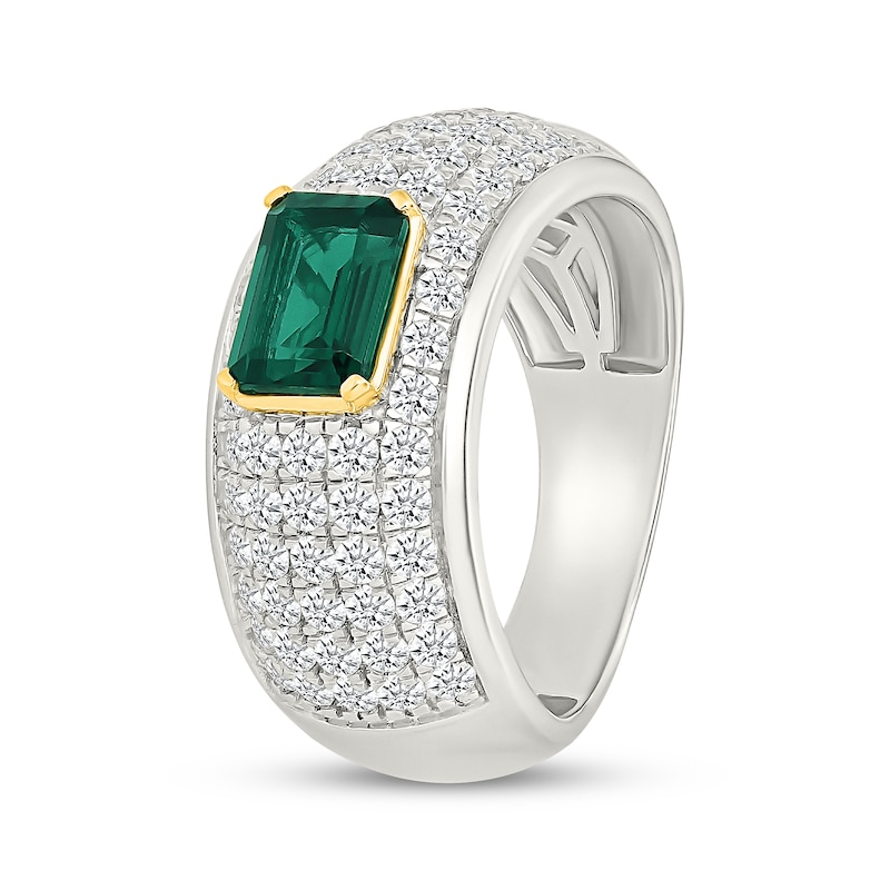 Main Image 2 of STUDIO BY KAY Emerald-Cut Lab-Created Emerald & White Lab-Created Sapphire Ring Sterling Silver & 10K Yellow Gold