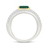 Thumbnail Image 3 of STUDIO BY KAY Emerald-Cut Lab-Created Emerald & White Lab-Created Sapphire Ring Sterling Silver & 10K Yellow Gold