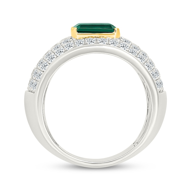 Main Image 3 of STUDIO BY KAY Emerald-Cut Lab-Created Emerald & White Lab-Created Sapphire Ring Sterling Silver & 10K Yellow Gold