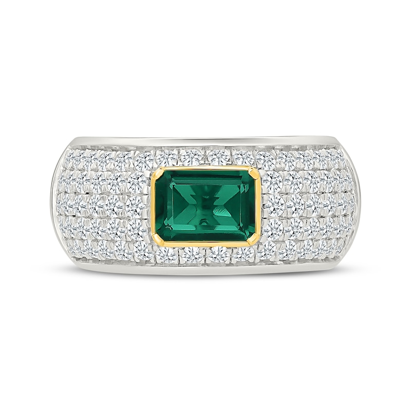Main Image 4 of STUDIO BY KAY Emerald-Cut Lab-Created Emerald & White Lab-Created Sapphire Ring Sterling Silver & 10K Yellow Gold