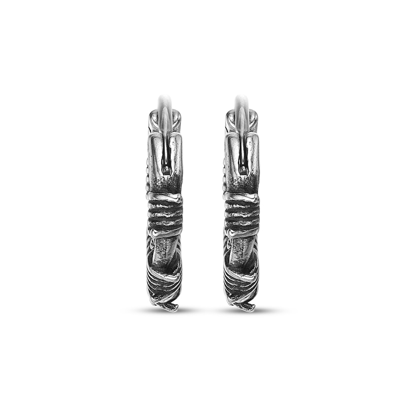 Main Image 2 of Men's Barbed Wire Hoop Earrings Stainless Steel