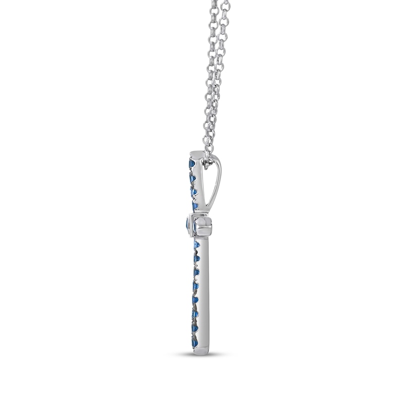 Main Image 2 of Le Vian Blue Sapphire & Diamond Accent Necklace 14K Vanilla Gold 19"