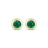 Thumbnail Image 2 of STUDIO BY KAY Lab-Created Emerald Bezel-Set Solitaire Stud Earrings 24K Yellow Gold Vermeil Sterling Silver