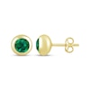 Thumbnail Image 3 of STUDIO BY KAY Lab-Created Emerald Bezel-Set Solitaire Stud Earrings 24K Yellow Gold Vermeil Sterling Silver