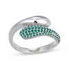 Thumbnail Image 1 of Lab-Created Emerald Puff Teardrop Bypass Ring Sterling Silver