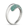 Thumbnail Image 2 of Lab-Created Emerald Puff Teardrop Bypass Ring Sterling Silver