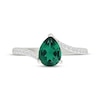 Thumbnail Image 4 of Pear-Shaped Lab-Created Emerald & White Lab-Created Sapphire Bypass Ring Sterling Silver