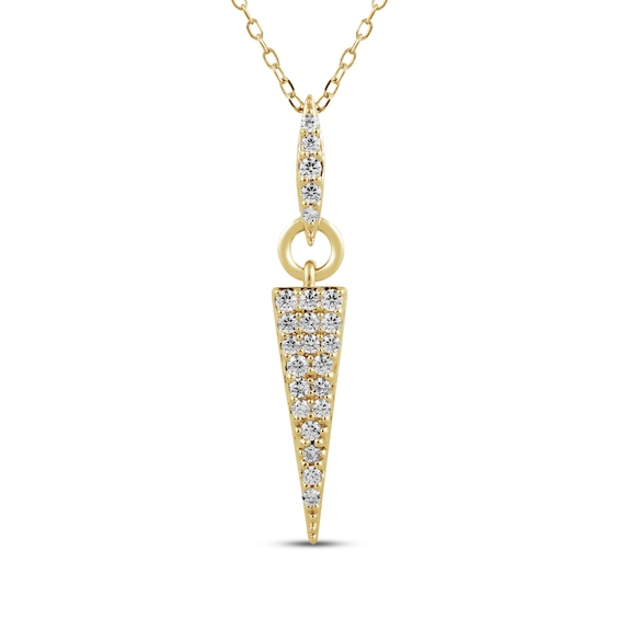 Diamond Dagger Necklace 1/4 ct tw 10K Yellow Gold 18"