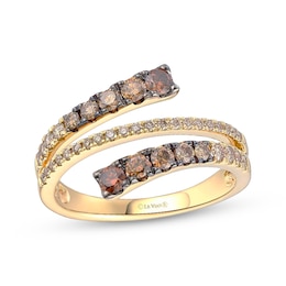Le Vian Good Karma Chocolate Ombré Diamond Bypass Ring 3/4 ct tw 14K Honey Gold