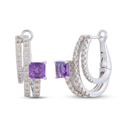 Le Vian Good Karma Square Emerald-Cut Amethyst Earrings 7/8 ct tw Diamonds 14K Vanilla Gold