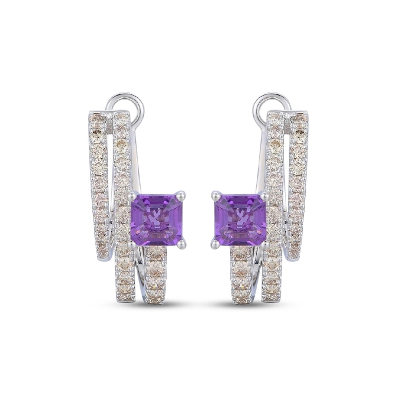 Main Image 2 of Le Vian Good Karma Square Emerald-Cut Amethyst Earrings 7/8 ct tw Diamonds 14K Vanilla Gold