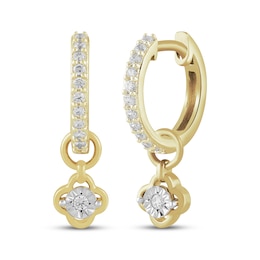 STUDIO BY KAY Lab-Grown Diamond Clover Dangle Hoop Earrings 1/5 ct tw 24K Yellow Gold Vermeil Sterling Silver