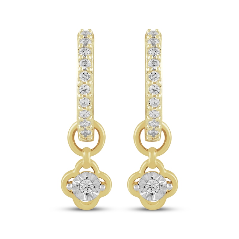 Main Image 2 of STUDIO BY KAY Lab-Grown Diamond Clover Dangle Hoop Earrings 1/5 ct tw 24K Yellow Gold Vermeil Sterling Silver