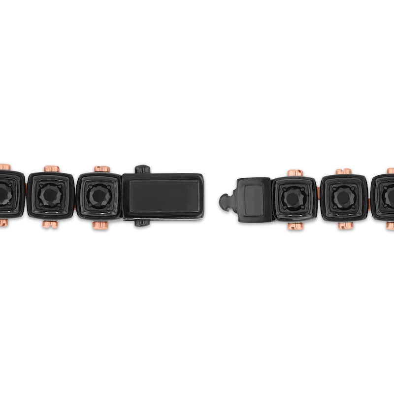 Main Image 3 of Men's Black Spinel Cube Link Bracelet Black & Rose Ion-Plated Stainless Steel 8.5"