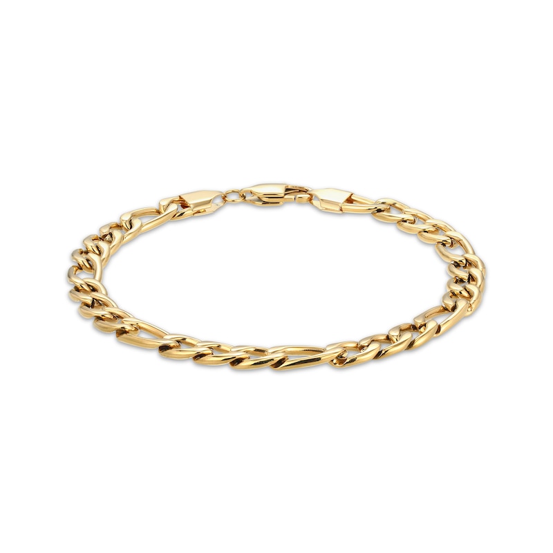 Main Image 1 of 7.3mm Solid Figaro Chain Bracelet Yellow Ion-Plated Stainless Steel 8.5"