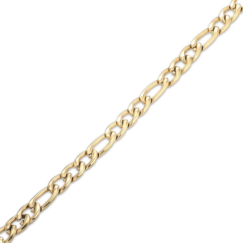Main Image 3 of 7.3mm Solid Figaro Chain Bracelet Yellow Ion-Plated Stainless Steel 8.5"