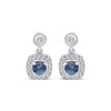 Thumbnail Image 2 of American Blue Sapphire & Diamond Halo Dangle Earrings 1/6 ct tw 10K White Gold