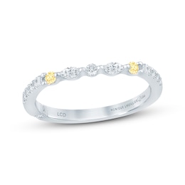 Monique Lhuillier Bliss Yellow & White Lab-Grown Diamond Anniversary Ring 1/4 ct tw 18K White Gold