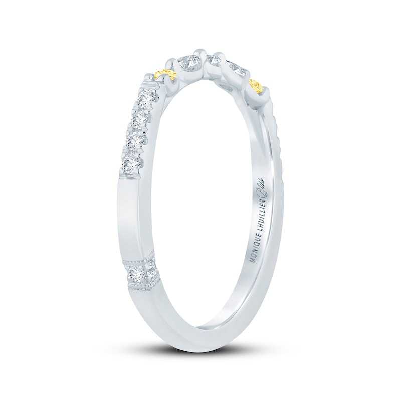Main Image 2 of Monique Lhuillier Bliss Yellow & White Lab-Grown Diamond Anniversary Ring 1/4 ct tw 18K White Gold