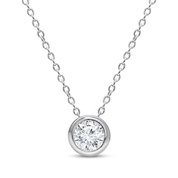 KAY Lab-Grown Diamonds Round-Cut Solitaire Bezel Necklace 1/5 ct tw 10K White Gold 18" (F/SI2)