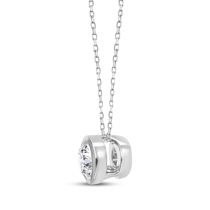 Main Image 2 of KAY Lab-Grown Diamonds Round-Cut Solitaire Bezel Necklace 1/5 ct tw 10K White Gold 18" (F/SI2)