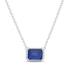 Thumbnail Image 1 of STUDIO BY KAY Emerald-Cut Blue Lab-Created Sapphire Bezel-Set Solitaire Necklace Sterling Silver 18"