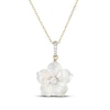 Thumbnail Image 1 of Mother-of-Pearl & 1/8 ct tw Diamond Flower Necklace 10K Yellow Gold 18"