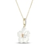 Thumbnail Image 2 of Mother-of-Pearl & 1/8 ct tw Diamond Flower Necklace 10K Yellow Gold 18"