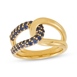 STUDIO BY KAY Blue Lab-Created Sapphire Link Ring 24K Yellow Gold Vermeil Sterling Silver