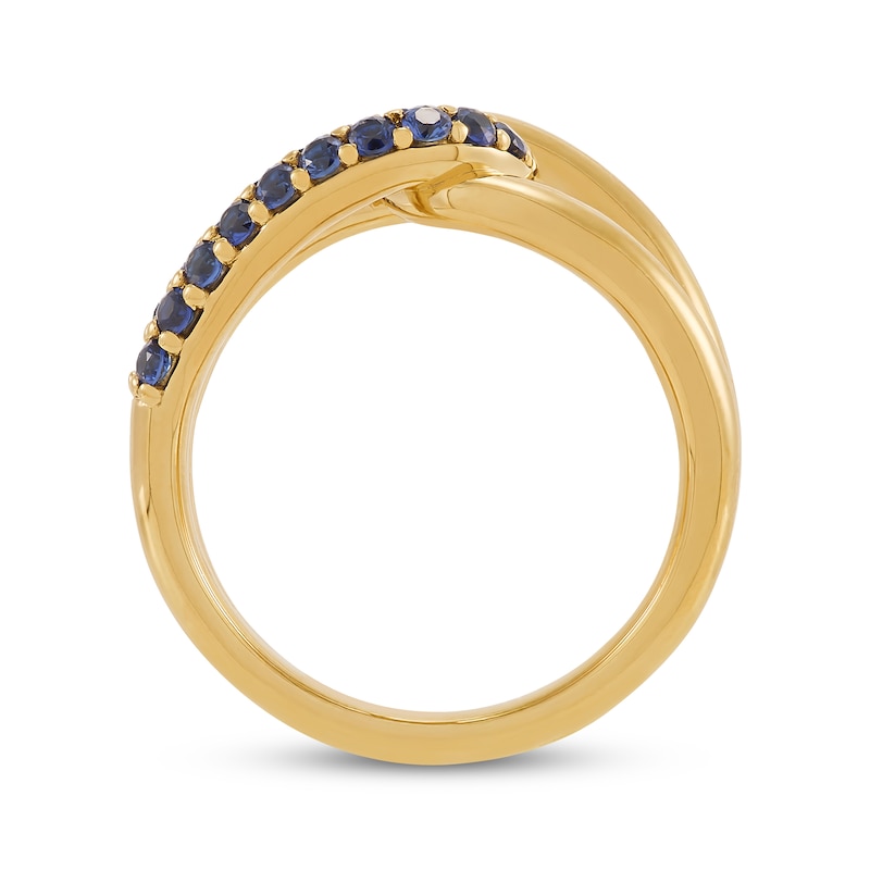 Main Image 2 of STUDIO BY KAY Blue Lab-Created Sapphire Link Ring 24K Yellow Gold Vermeil Sterling Silver