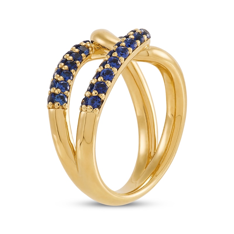 Main Image 3 of STUDIO BY KAY Blue Lab-Created Sapphire Link Ring 24K Yellow Gold Vermeil Sterling Silver