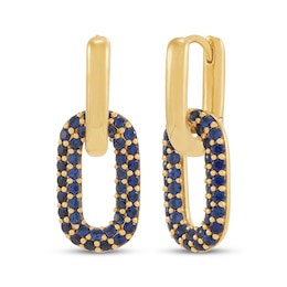 STUDIO BY KAY Blue Lab-Created Sapphire Link Hoop Drop Earrings 24K Yellow Gold Vermeil Sterling Silver
