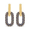 Thumbnail Image 2 of STUDIO BY KAY Blue Lab-Created Sapphire Link Hoop Drop Earrings 24K Yellow Gold Vermeil Sterling Silver