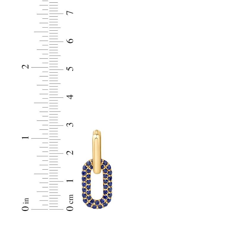 Main Image 4 of STUDIO BY KAY Blue Lab-Created Sapphire Link Hoop Drop Earrings 24K Yellow Gold Vermeil Sterling Silver
