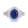 Thumbnail Image 3 of Oval-Cut Blue Lab-Created Sapphire & White Lab-Created Sapphire Halo Ring Sterling Silver