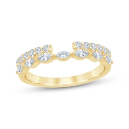 Now + Forever Lab-Grown Diamonds Marquise & Round-Cut Two-Row Enhancer Ring 1/2 ct tw 14K Yellow Gold