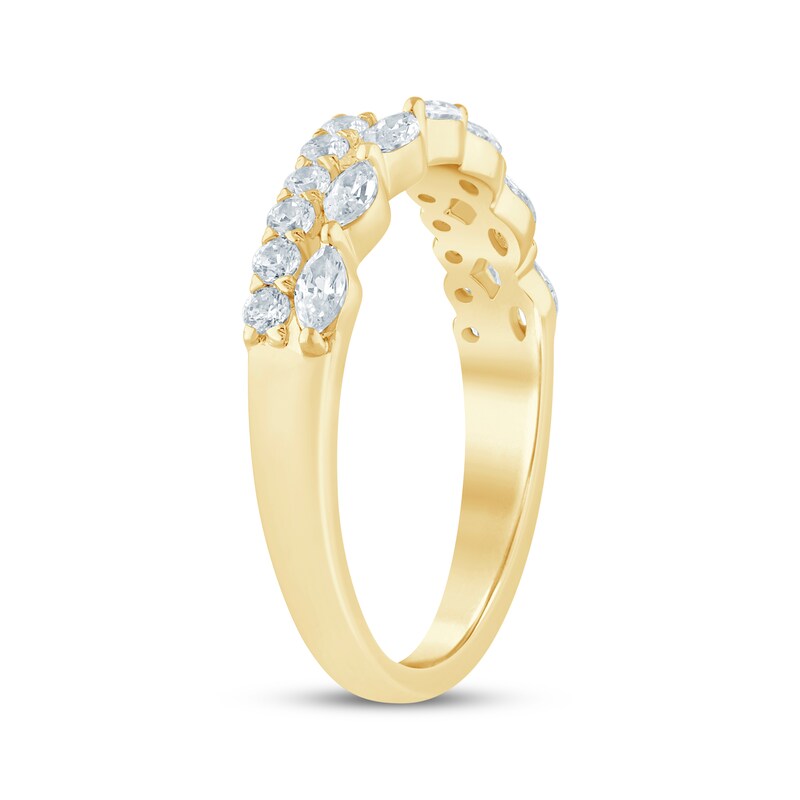 Main Image 2 of Now + Forever Lab-Grown Diamonds Marquise & Round-Cut Two-Row Enhancer Ring 1/2 ct tw 14K Yellow Gold