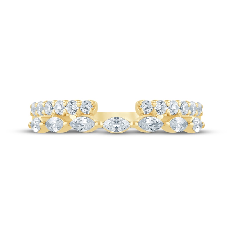Main Image 3 of Now + Forever Lab-Grown Diamonds Marquise & Round-Cut Two-Row Enhancer Ring 1/2 ct tw 14K Yellow Gold